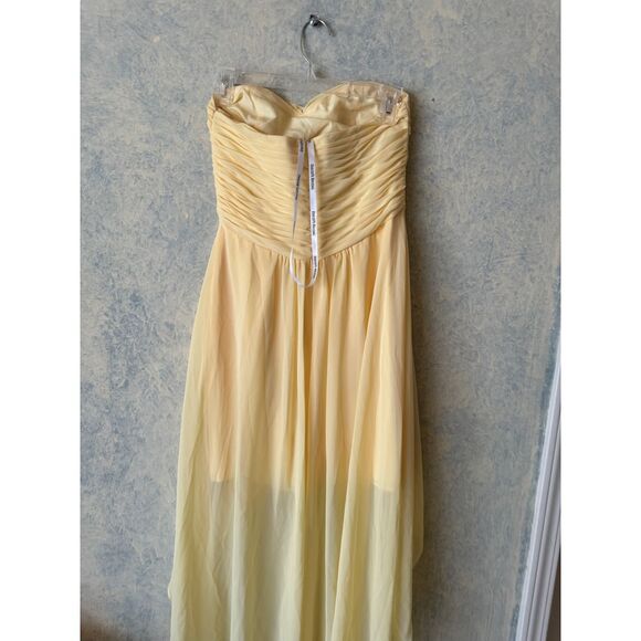 David's bridal Canary yellow long chiffon dress size 4 - Picture 5 of 8